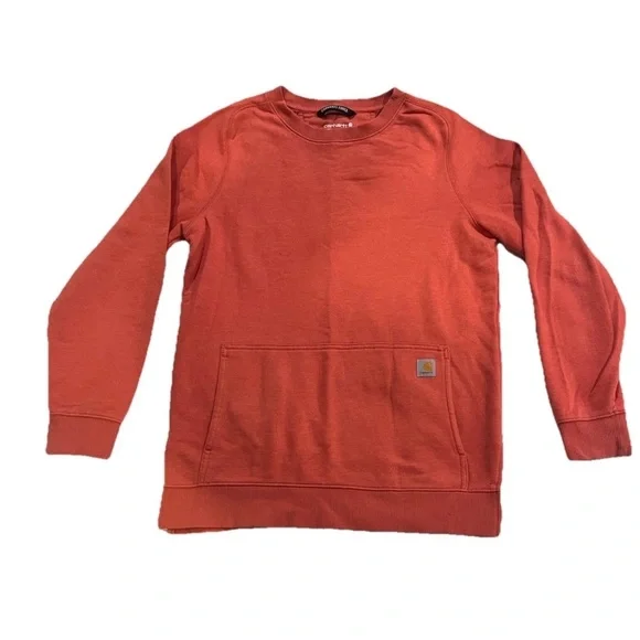 Carhartt Force Relaxed Fit Lightweight Crewneck Sweatshirt Coral Orange Women S - Picture 2 of 5